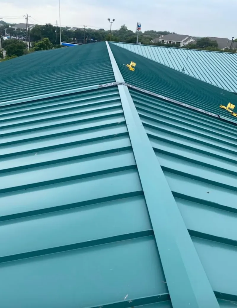 Green commercial metal roof ridge and valley for Metal Roof Repair in Vallejo